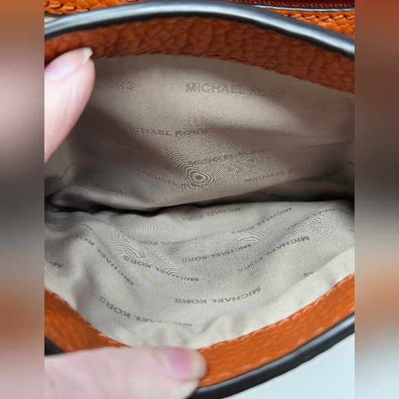 MICHAEL KORS MAXINE LEATHER SADDLE BAG CROSSBODY PURSE BURNT ORANGE WOMEN *FLAW* - Picture 13 of 15